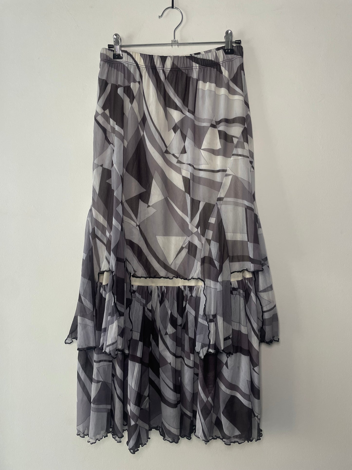 Geometric Mesh Midi Skirt
