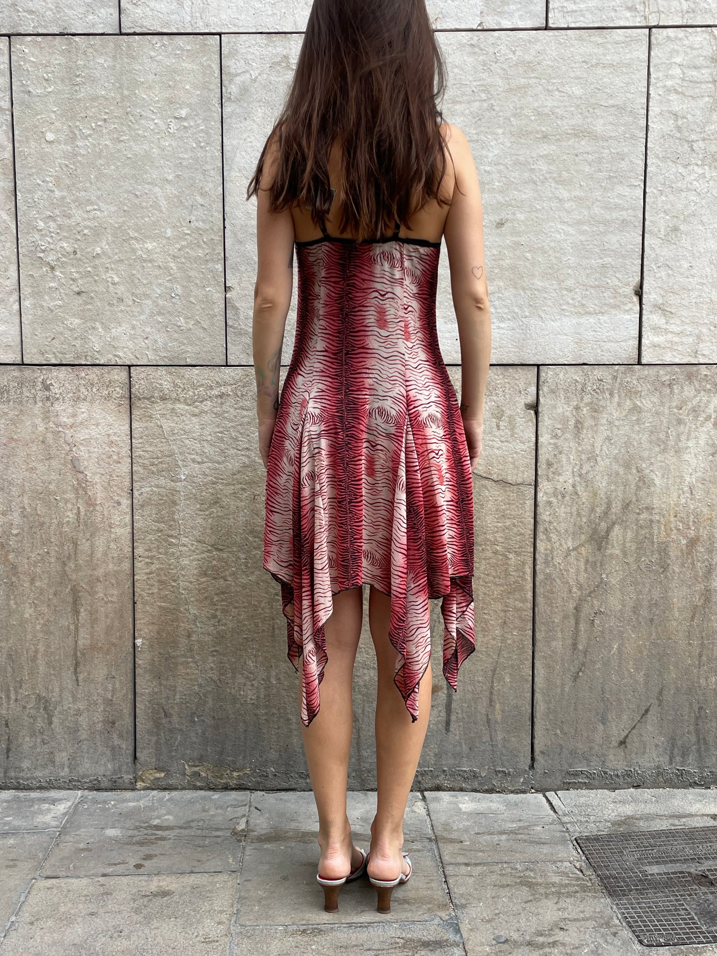 Mesh Printed Handkerchief Dress