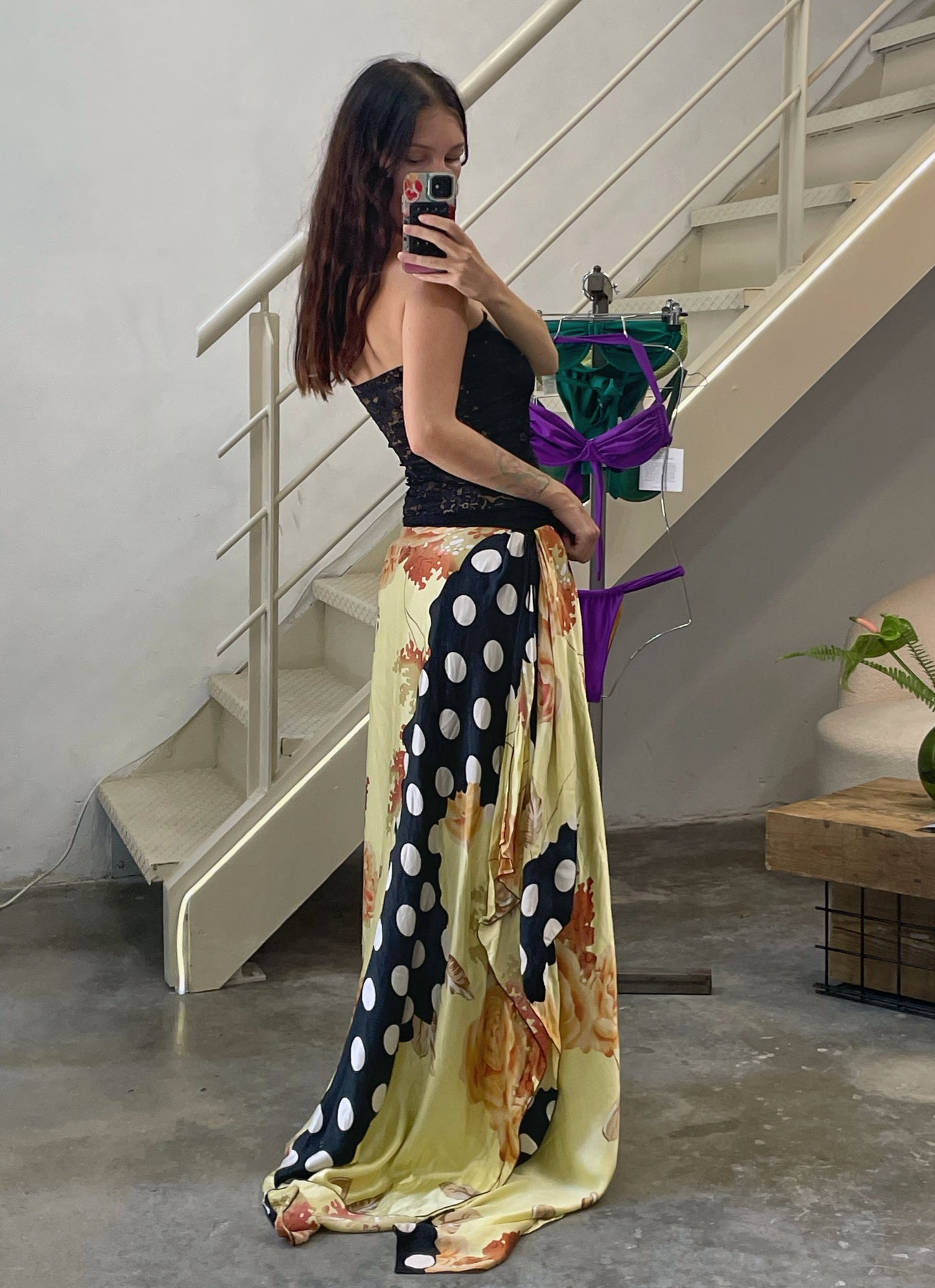 Trailing-Hem Maxi Skirt