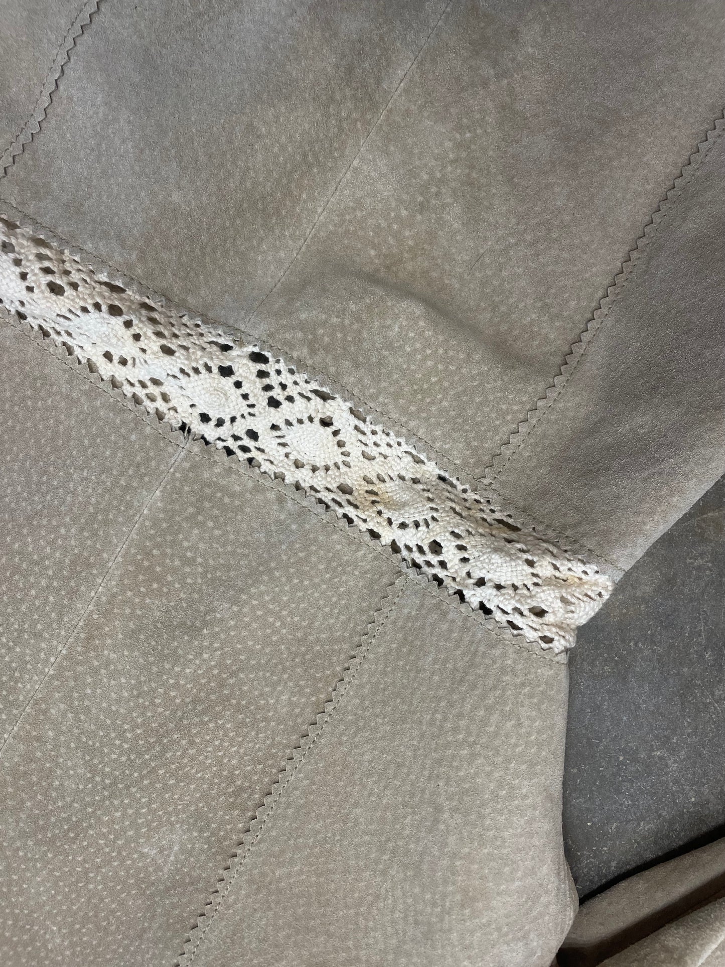 Suede Jacket With Crochet Details