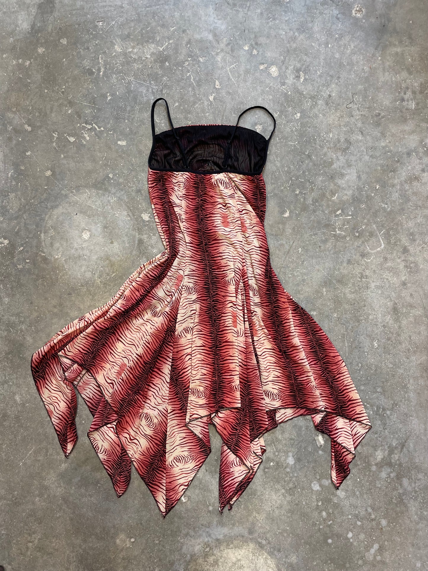 Mesh Printed Handkerchief Dress