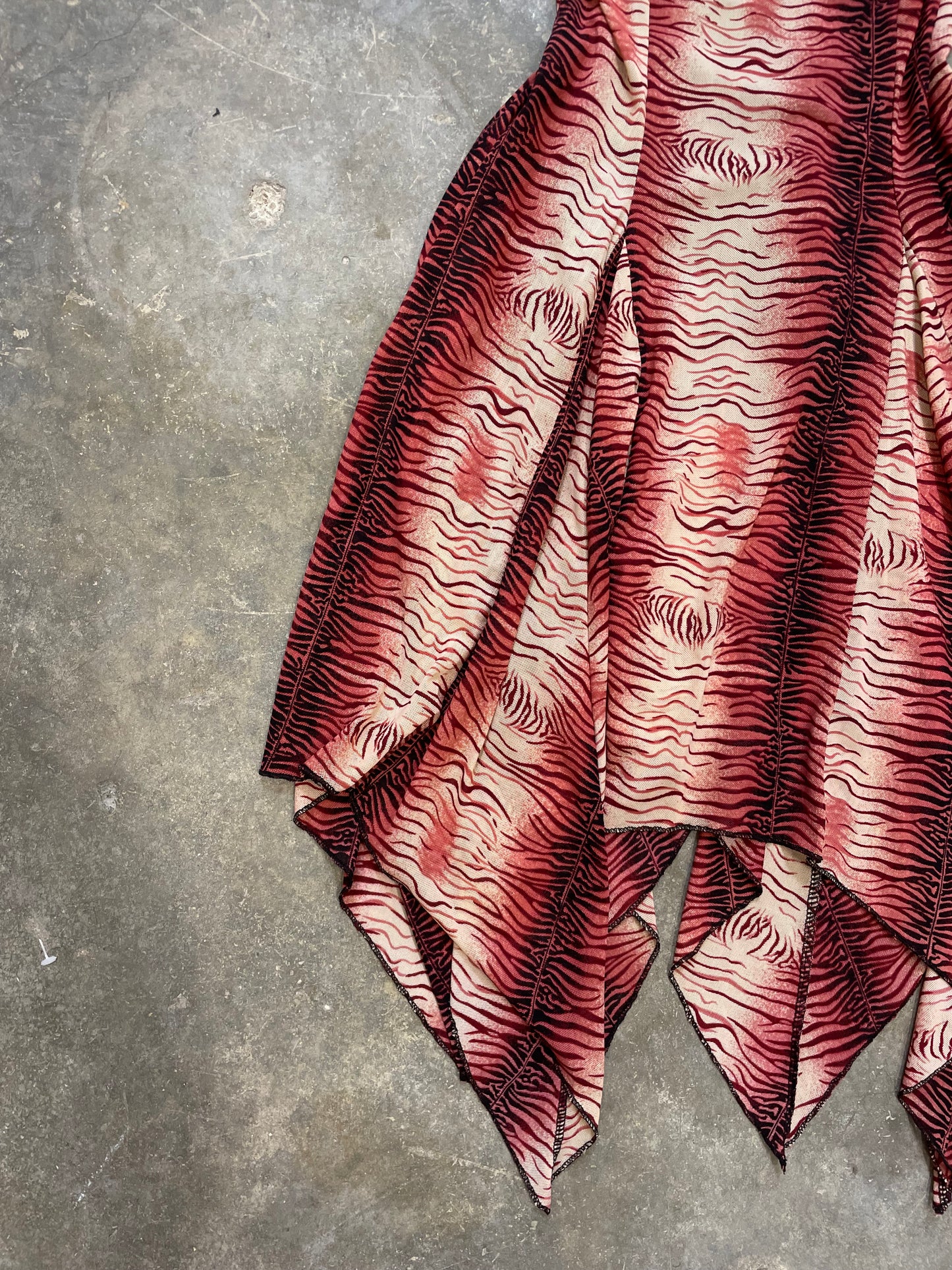 Mesh Printed Handkerchief Dress