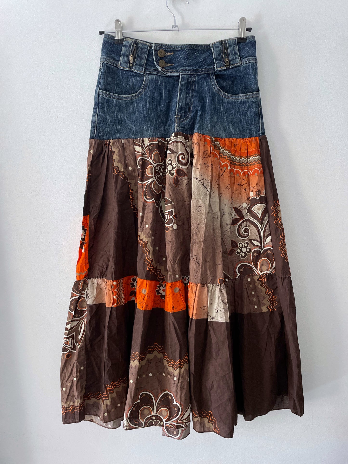 Denim Boho Maxi Skirt