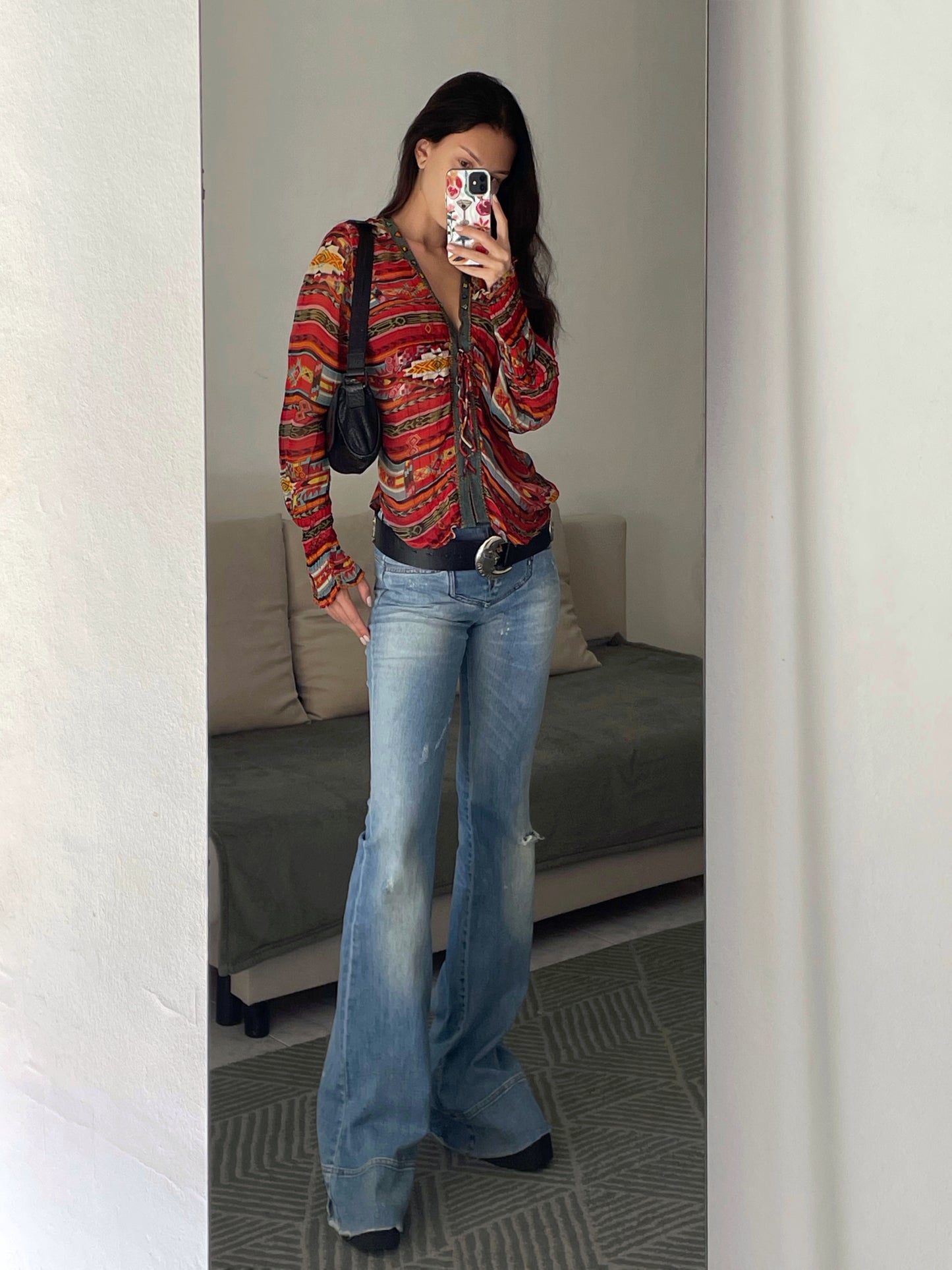 Boho Style Lace Up Shirt