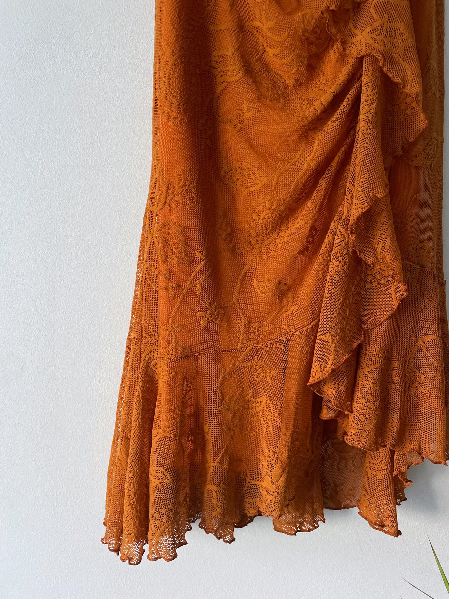 Lace dress with ruffles