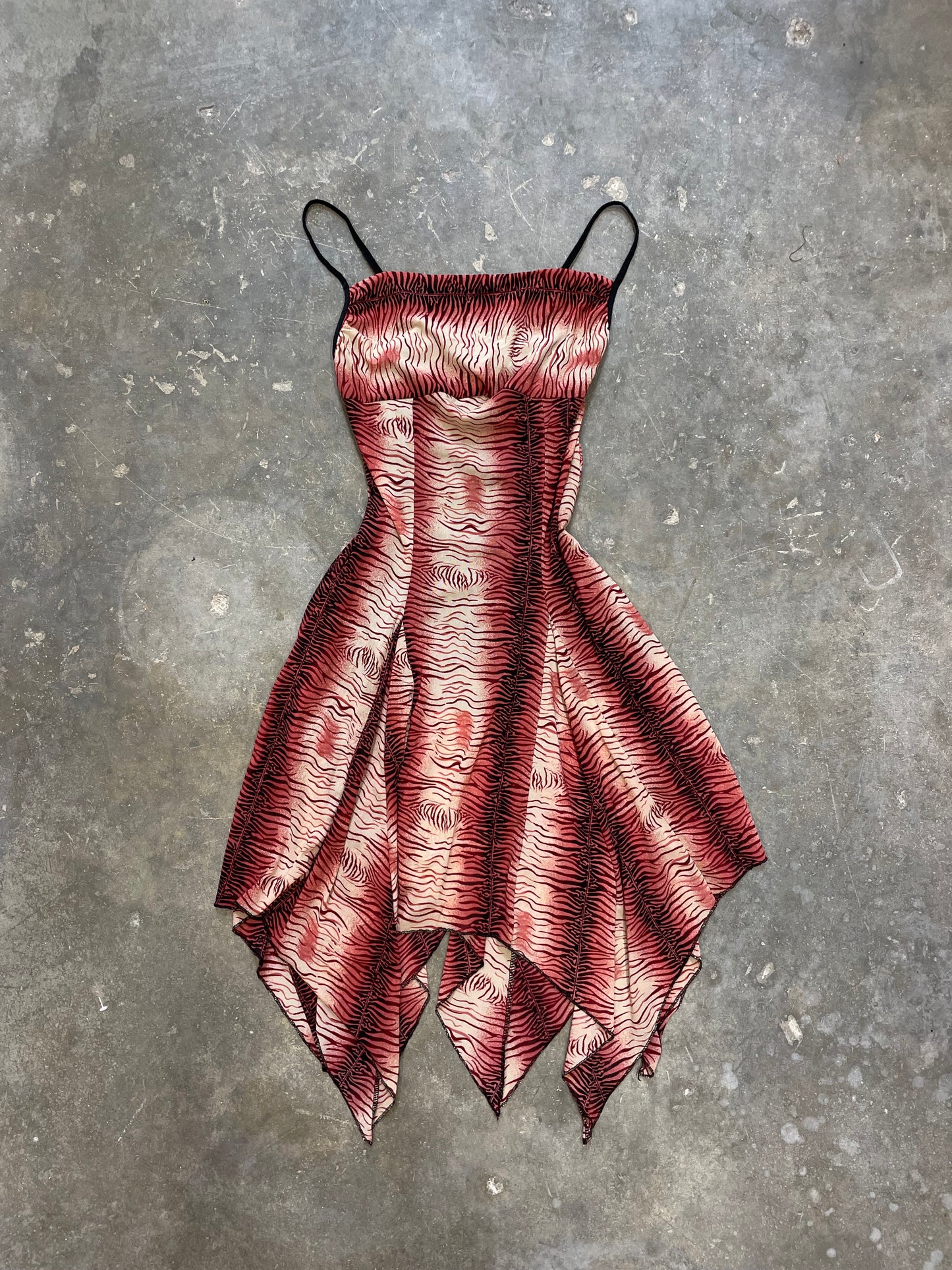 Mesh Printed Handkerchief Dress