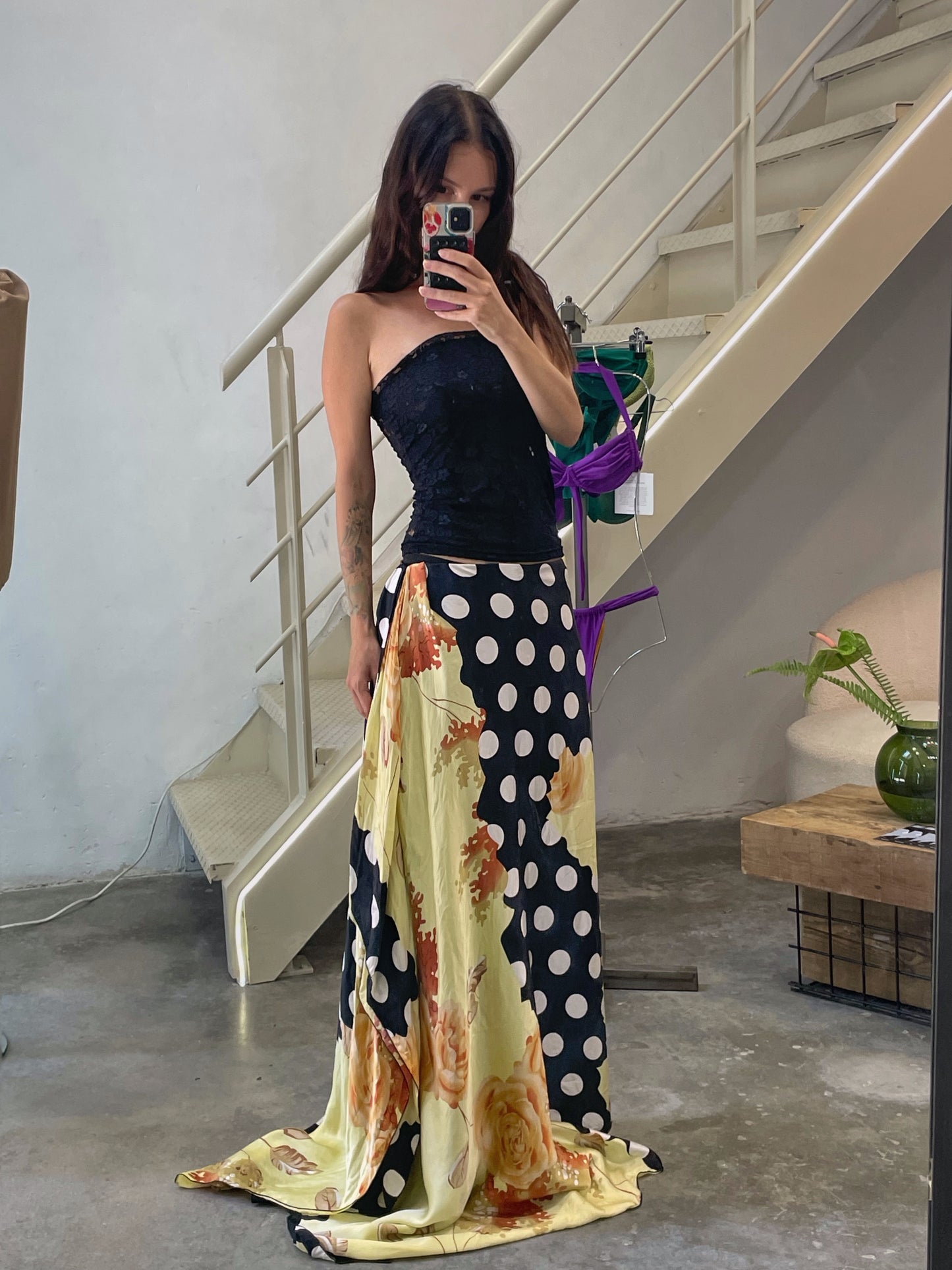 Trailing-Hem Maxi Skirt