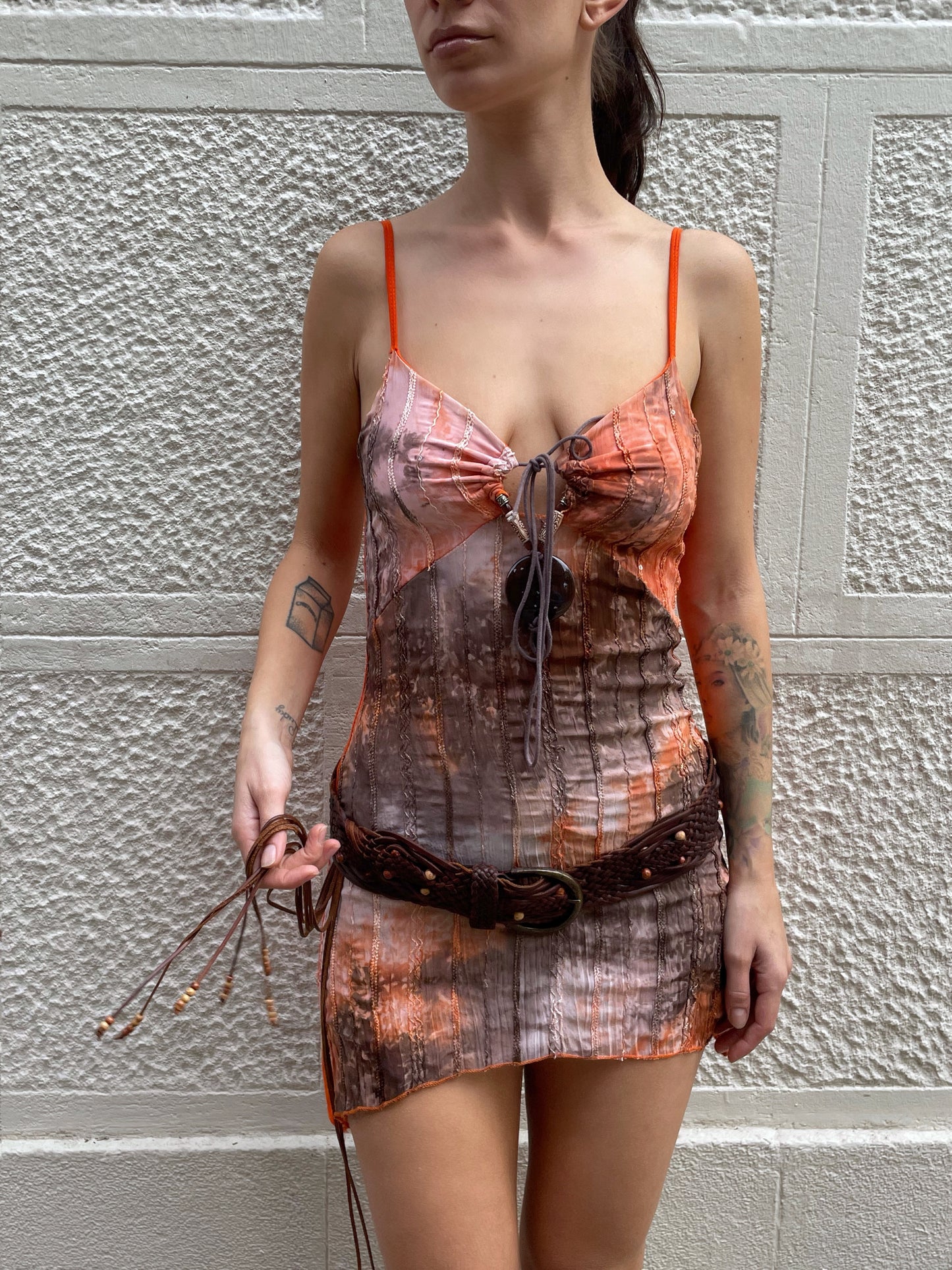 Mini dress with embroidery.