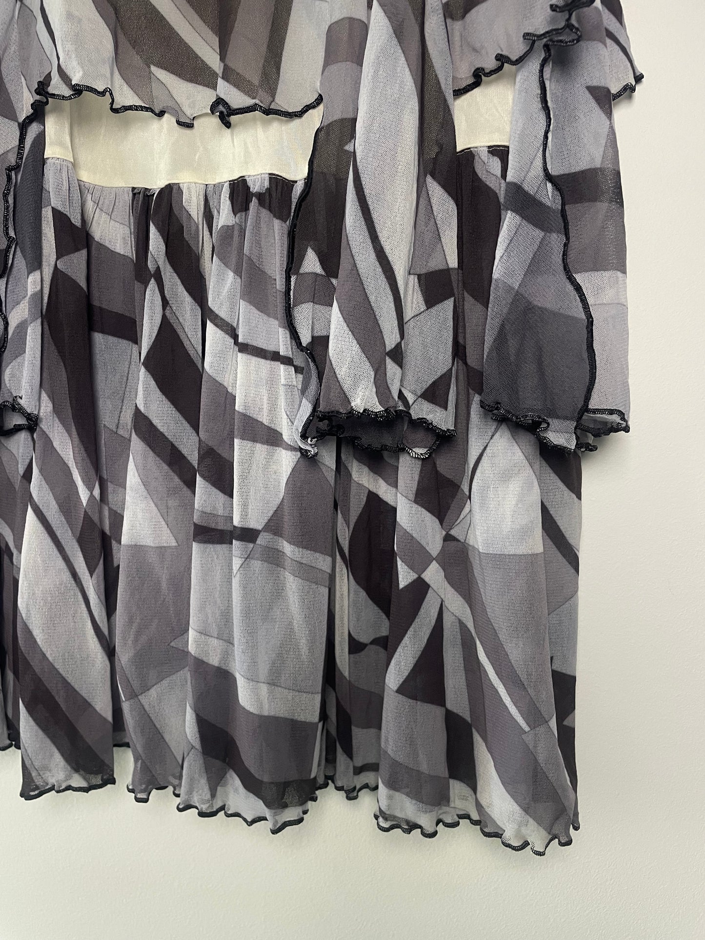 Geometric Mesh Midi Skirt
