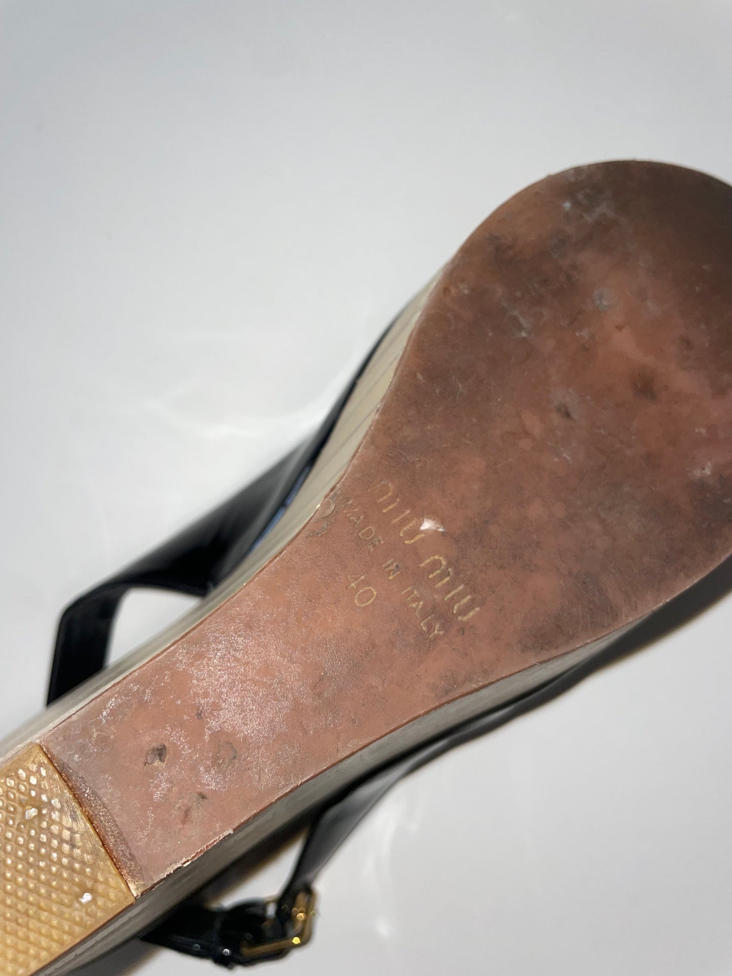 Miu Miu Black Patent Wedge Sandals