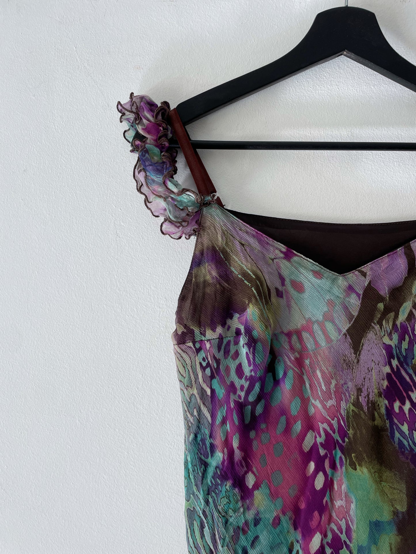 Multicolor Ruffled Silk Dress