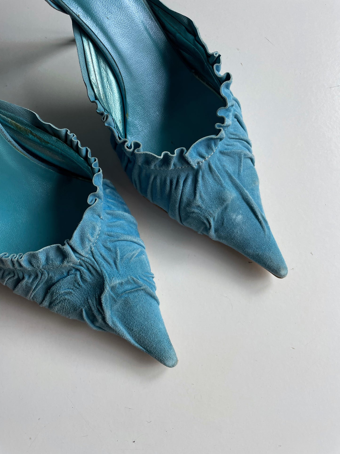 Suede pointed toe heels