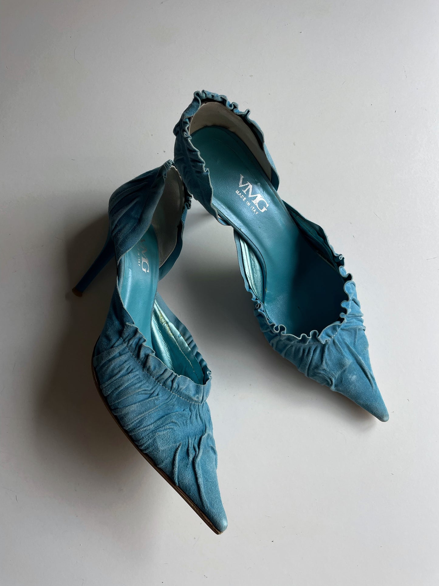 Suede pointed toe heels