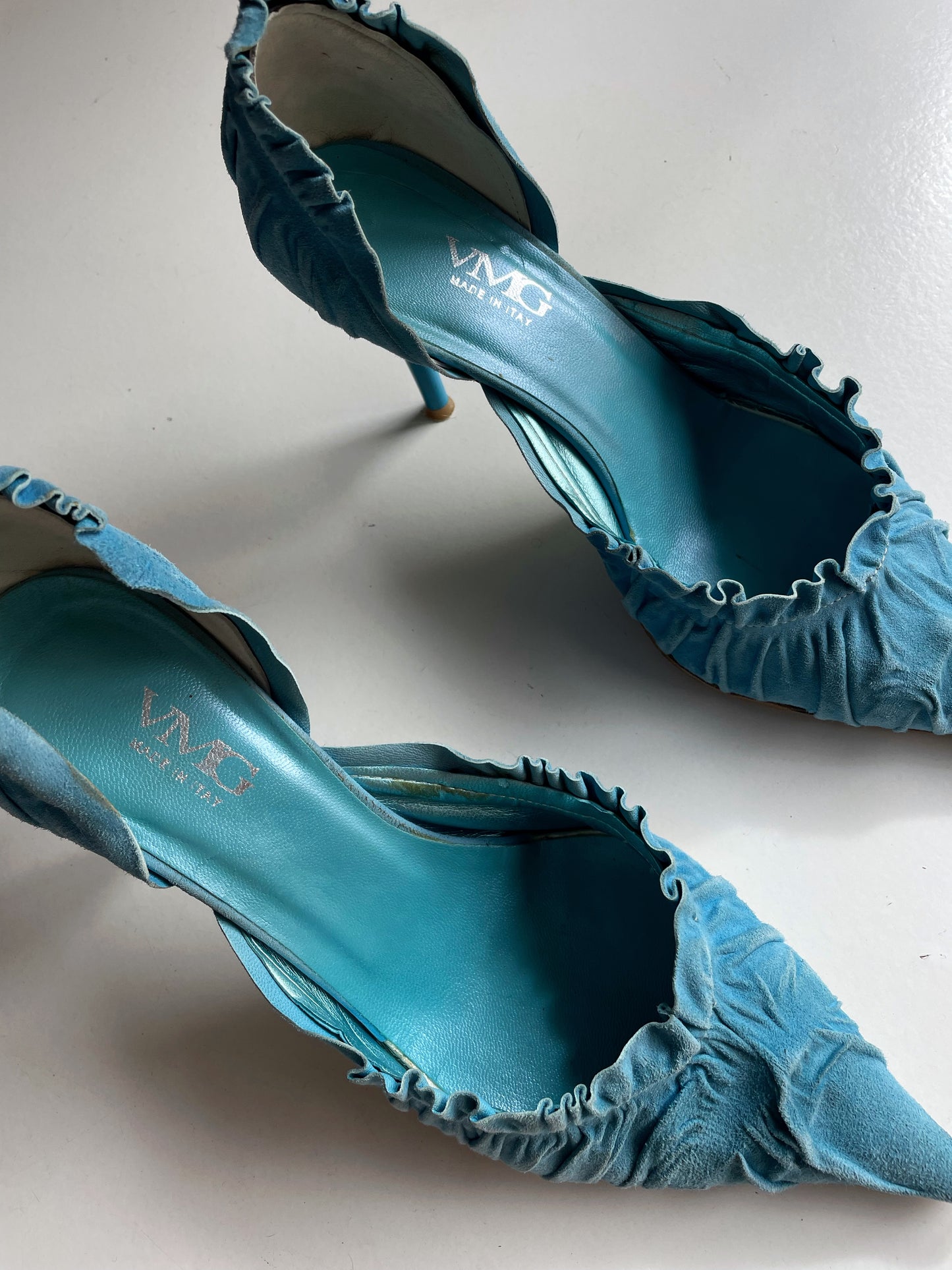 Suede pointed toe heels