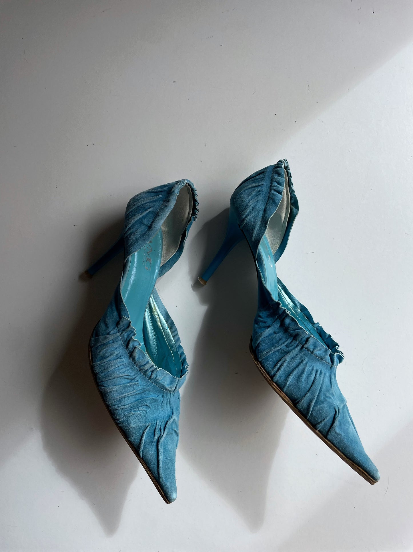 Suede pointed toe heels