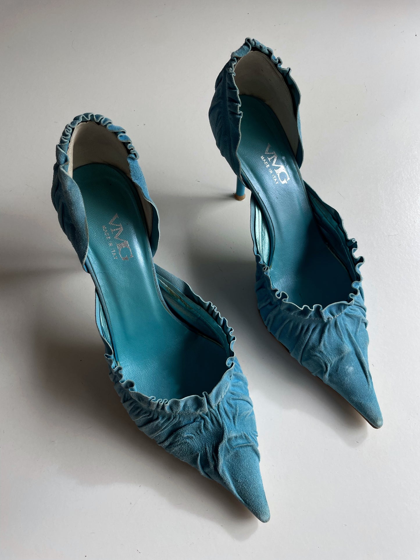 Suede pointed toe heels