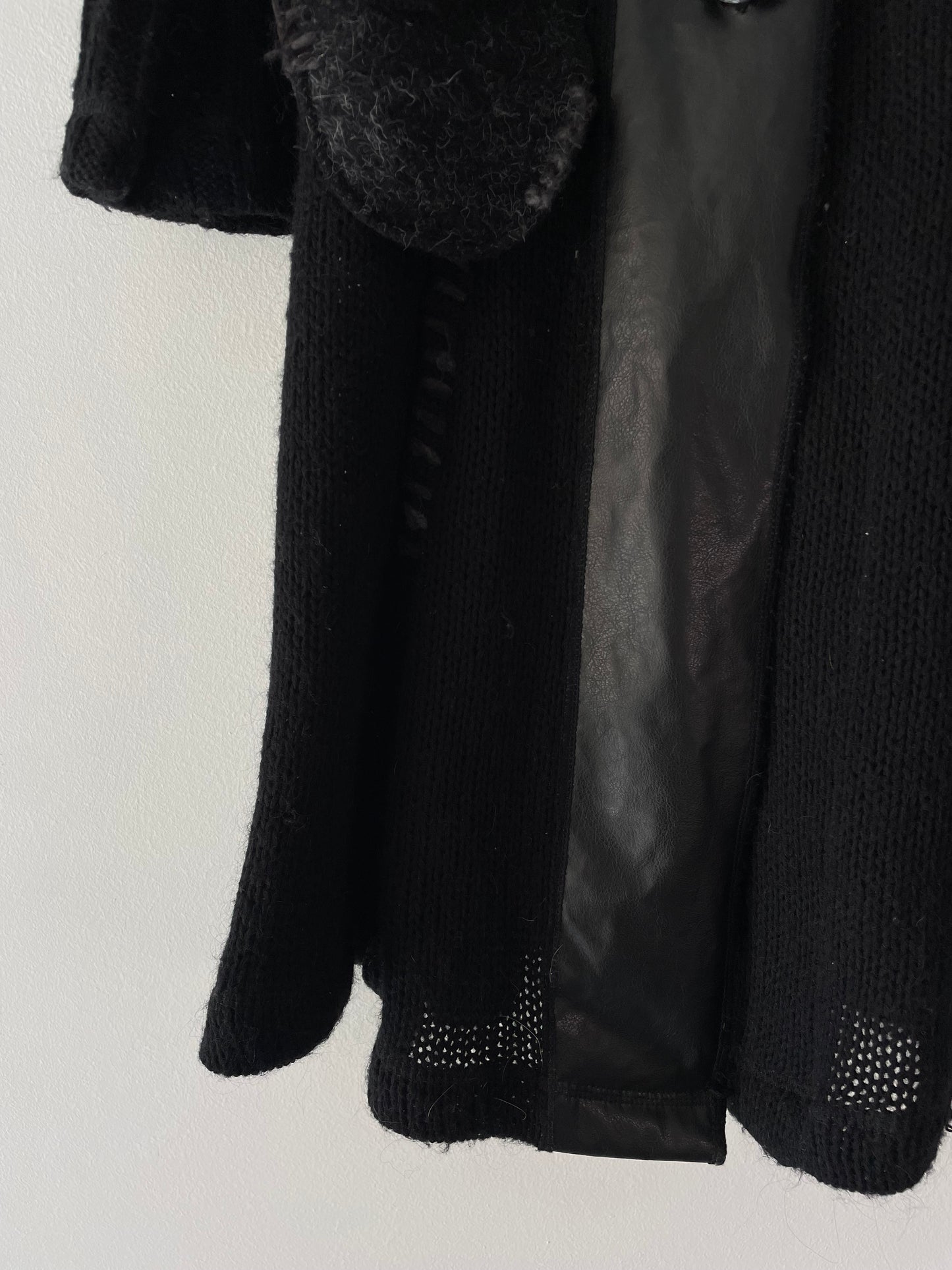 Wool Cardigan With Faux Fur Collar