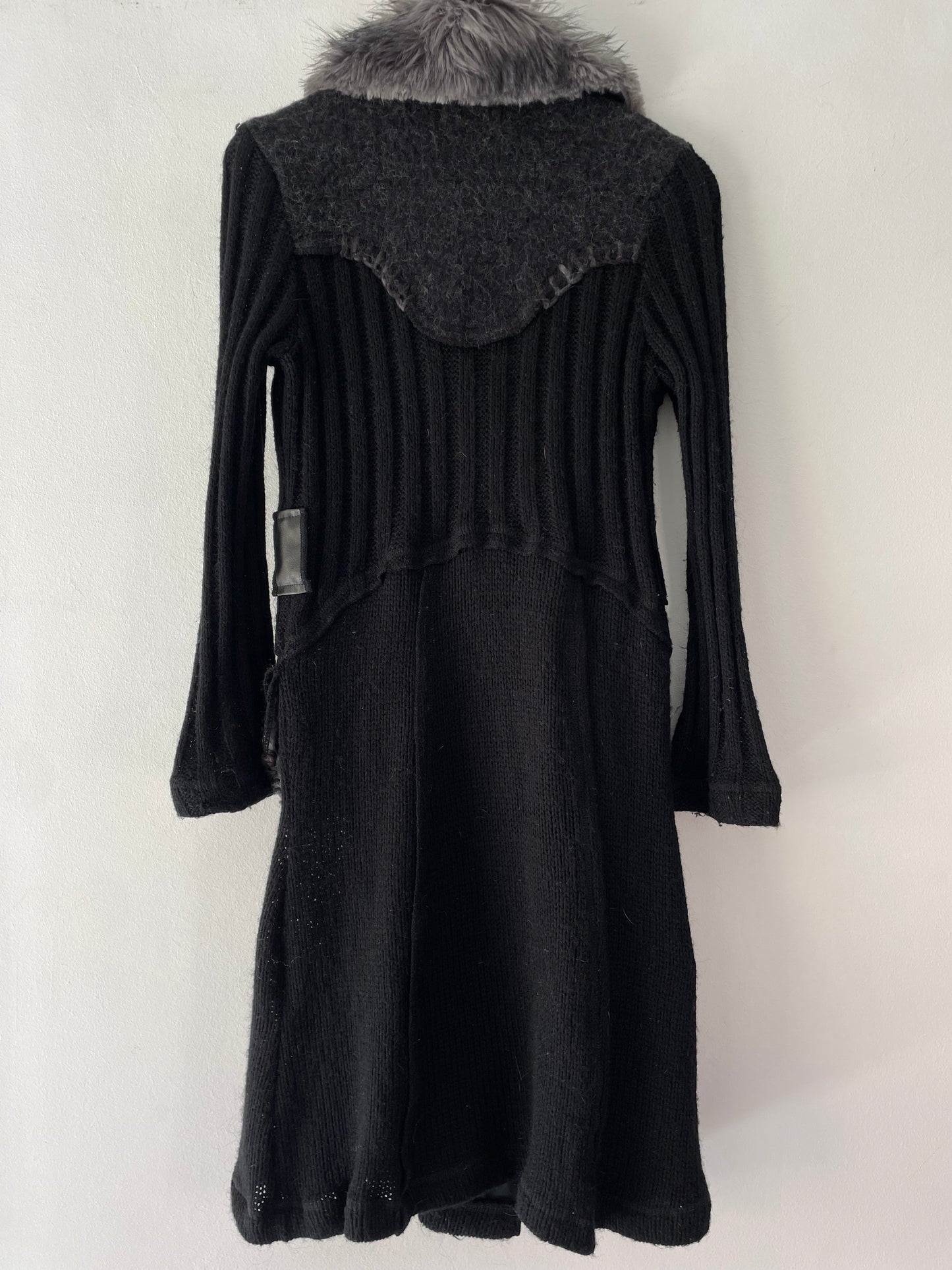 Wool Cardigan With Faux Fur Collar