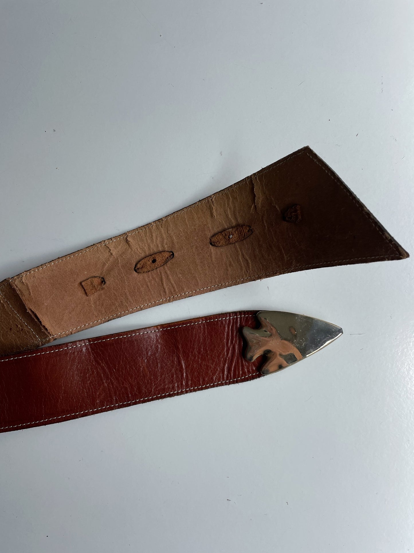 Leather Belt With Gold Buckle