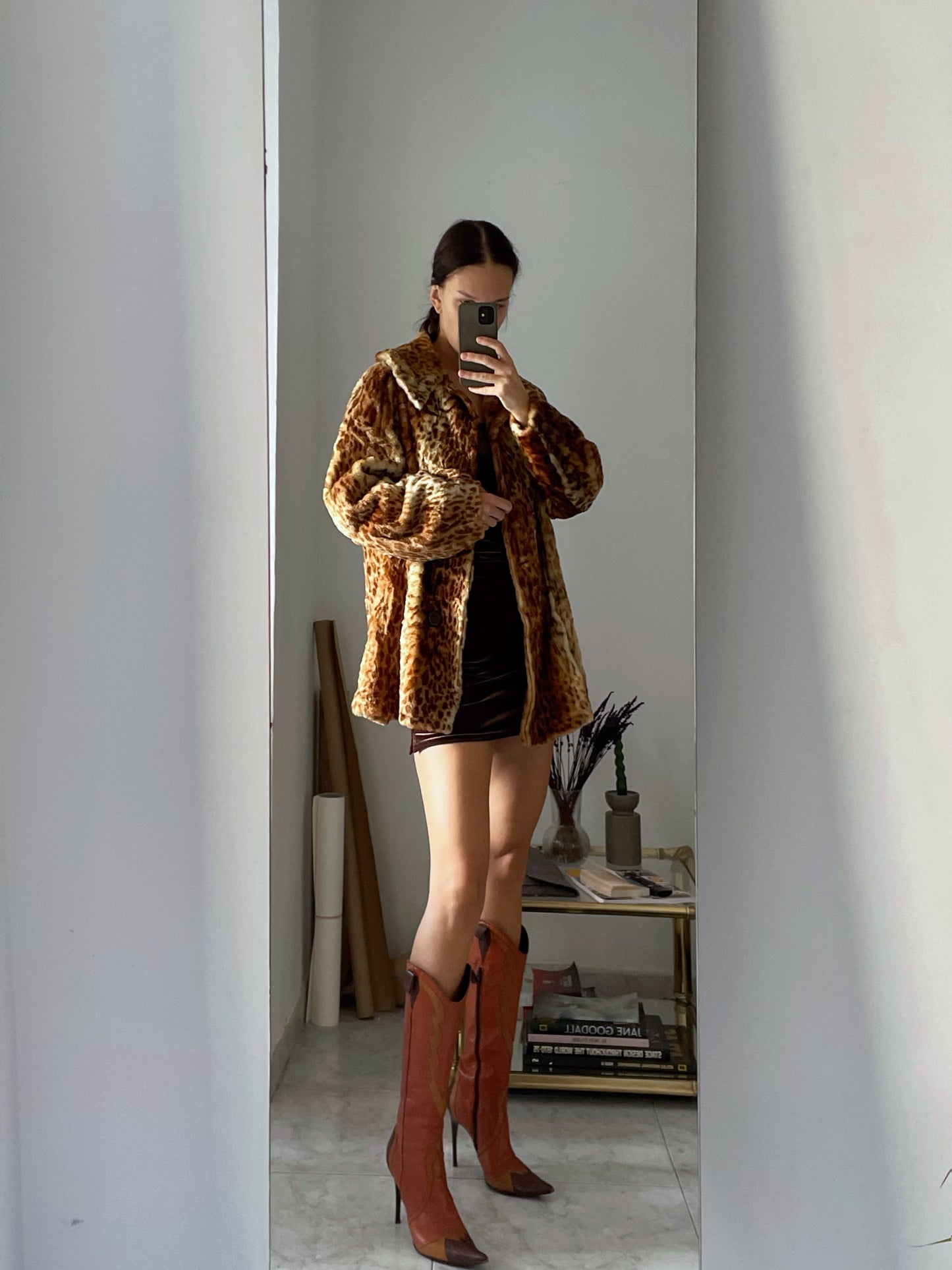 Cheetah print faux fur coat
