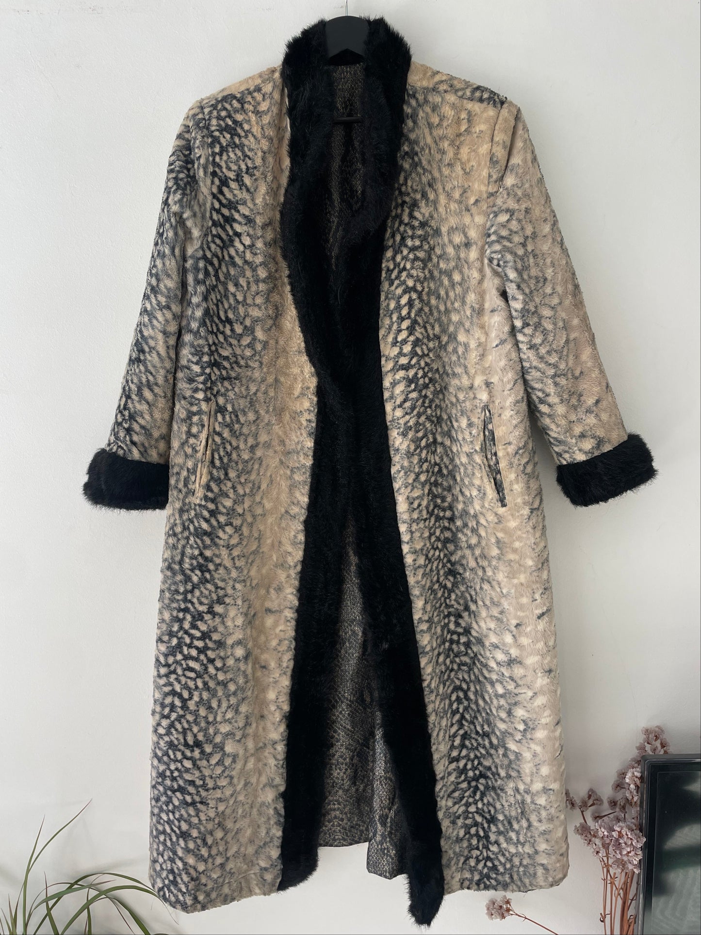 Reversible animal print coat.