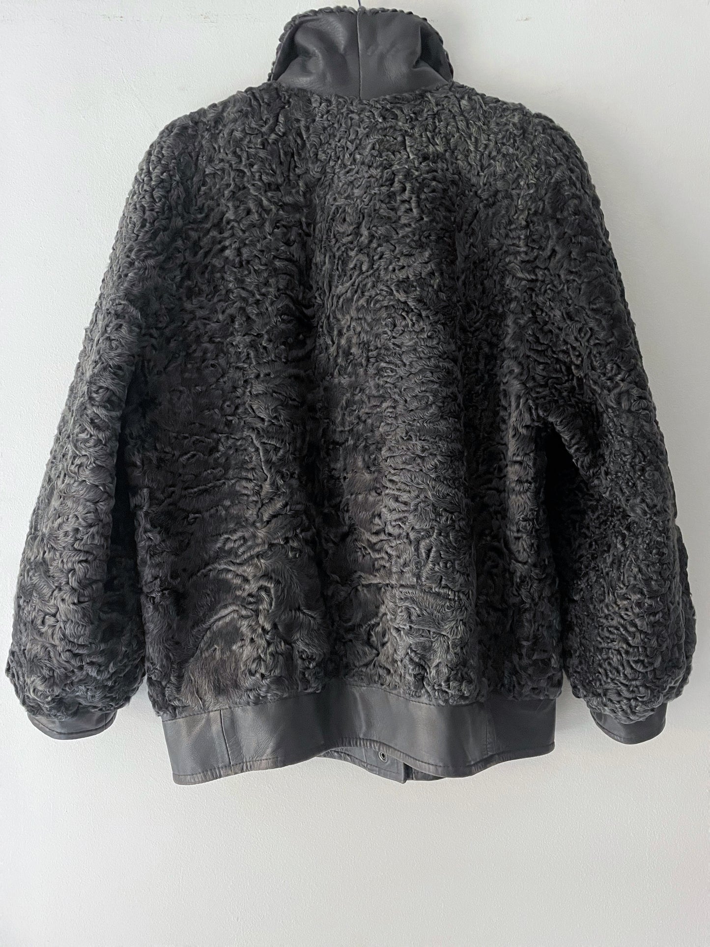 Vintage karakul fur bomber jacket