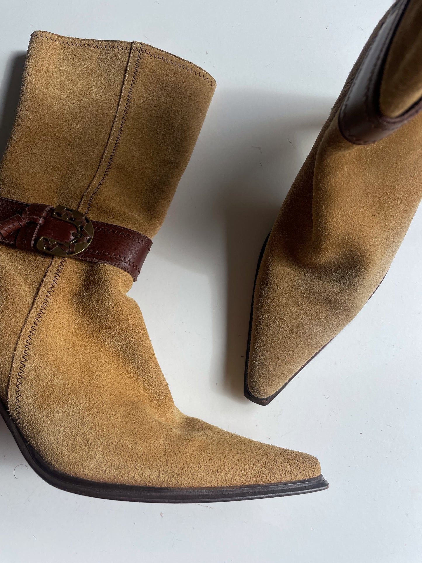 Suede cowboy style boots.