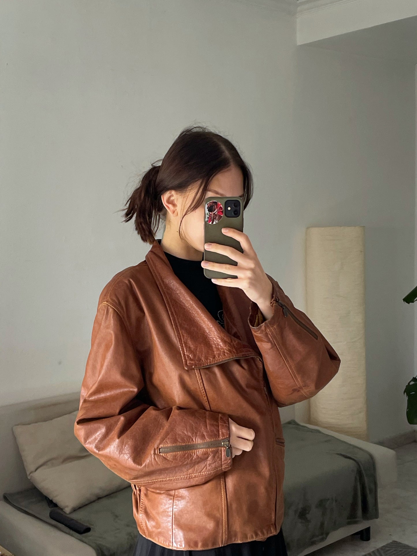 Chaqueta de cuero natural