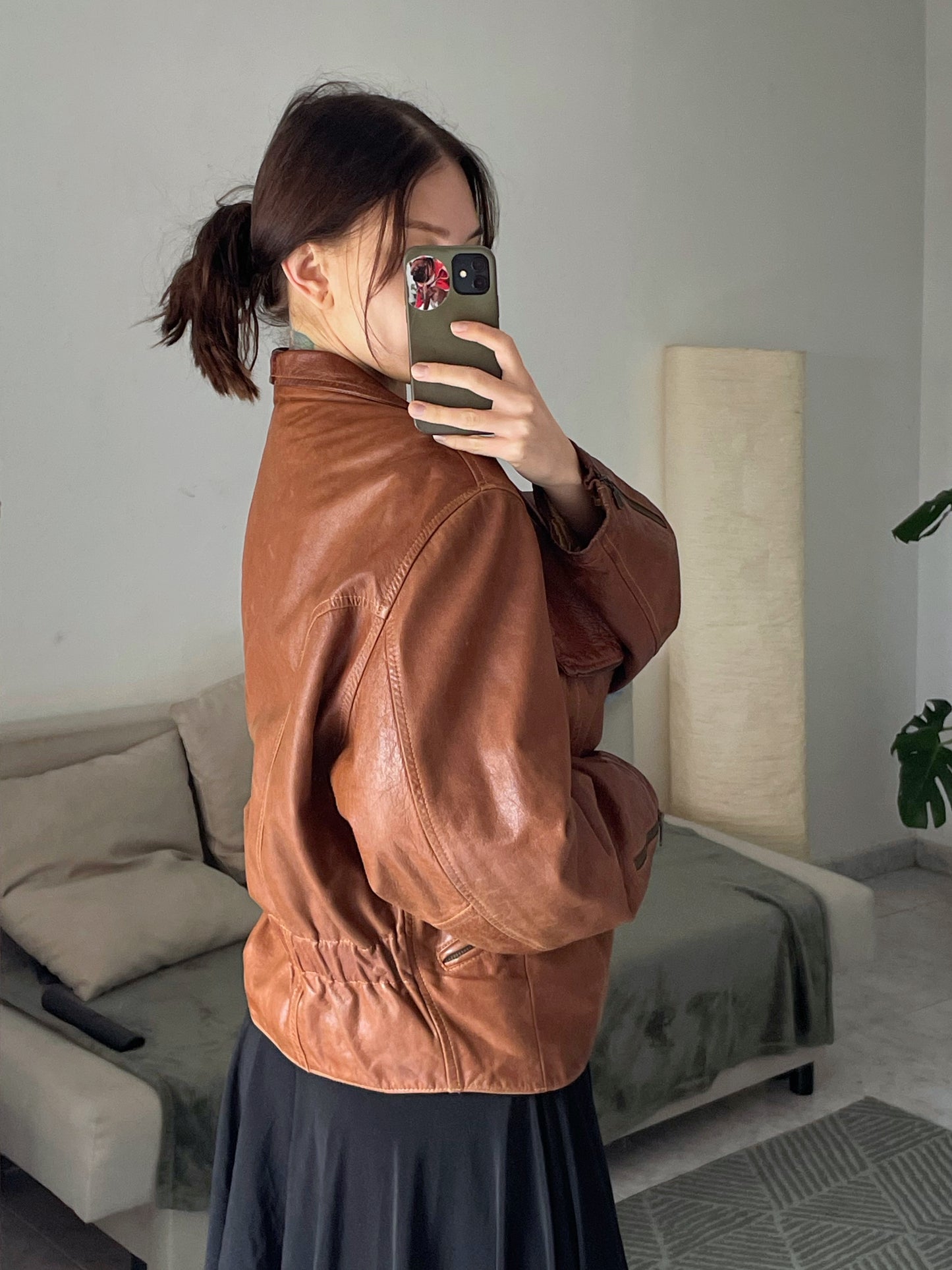 Chaqueta de cuero natural