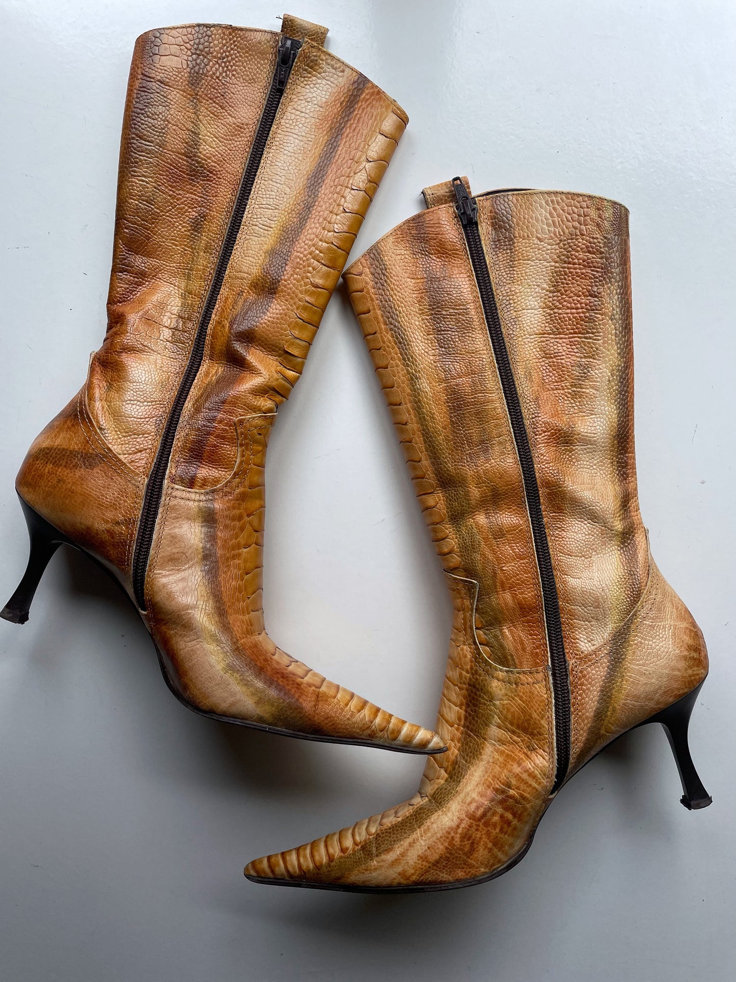 Snakeskin-print boots