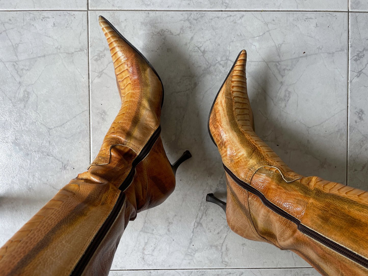 Snakeskin-print boots