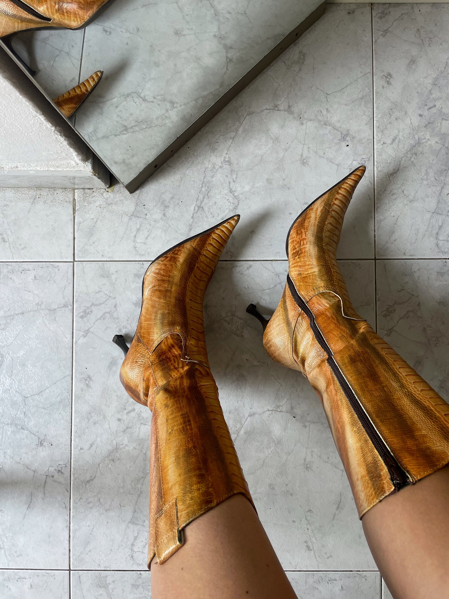 Snakeskin-print boots