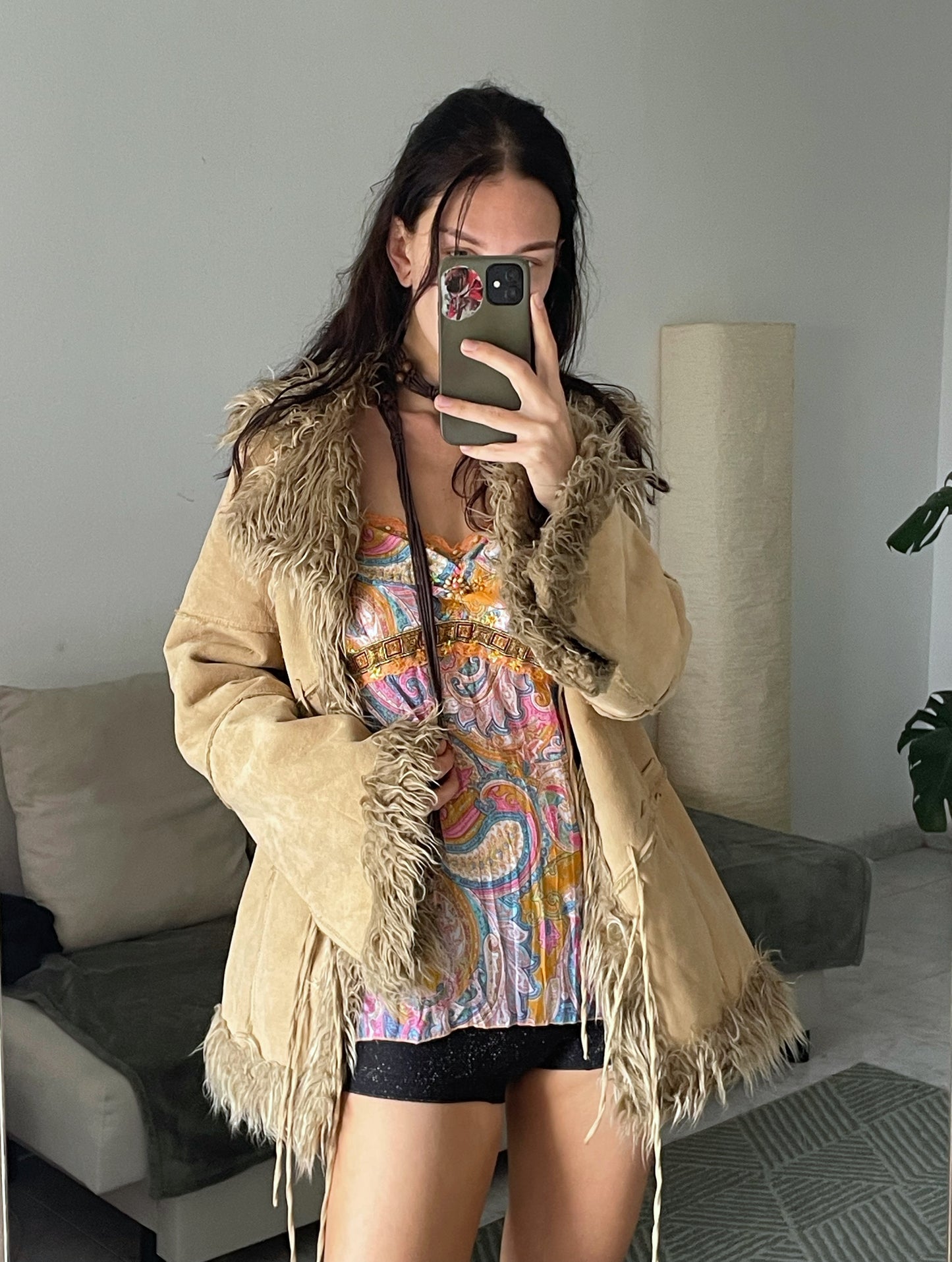 Hippie style faux fur jacket.