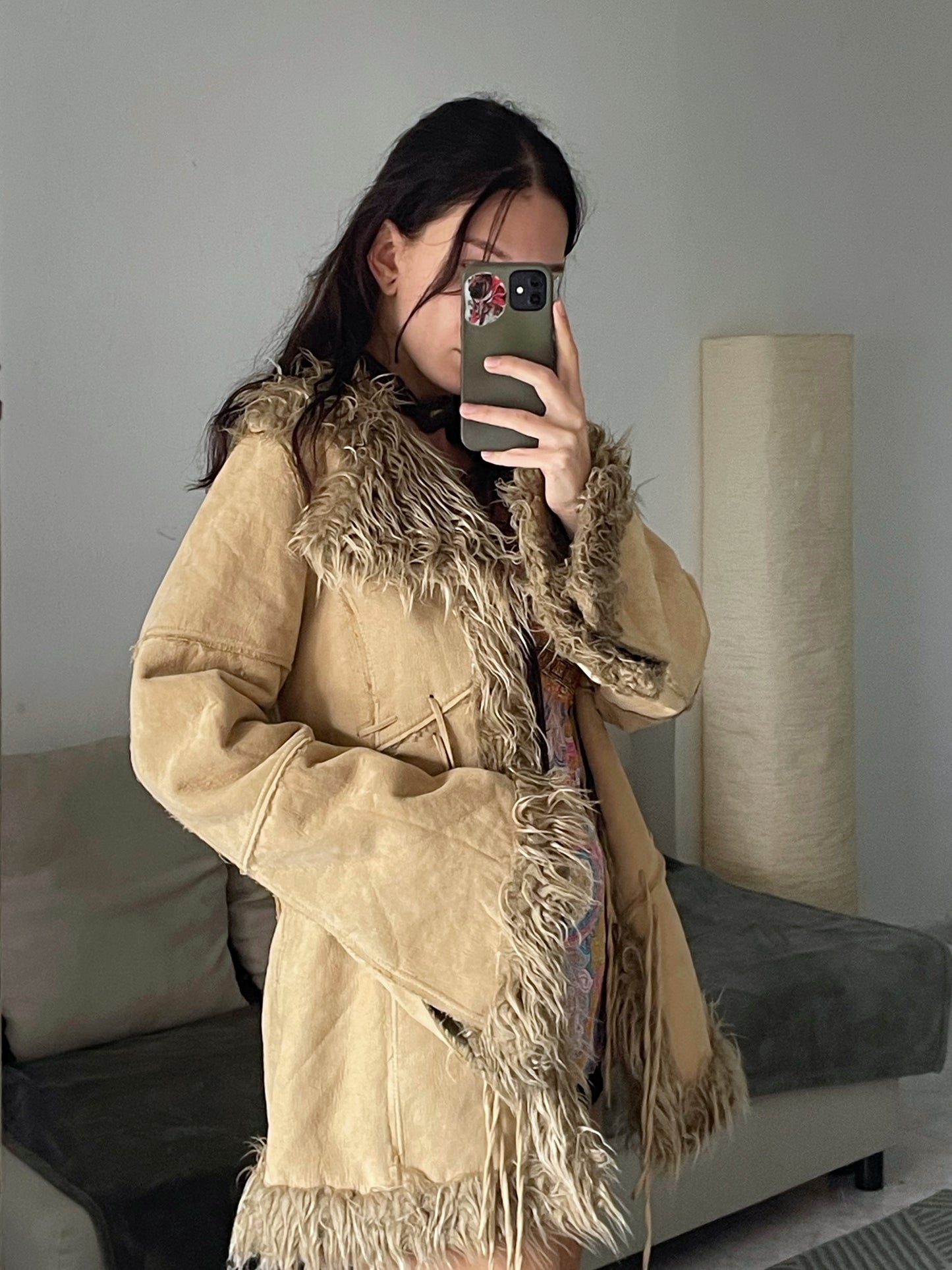Hippie style faux fur jacket.