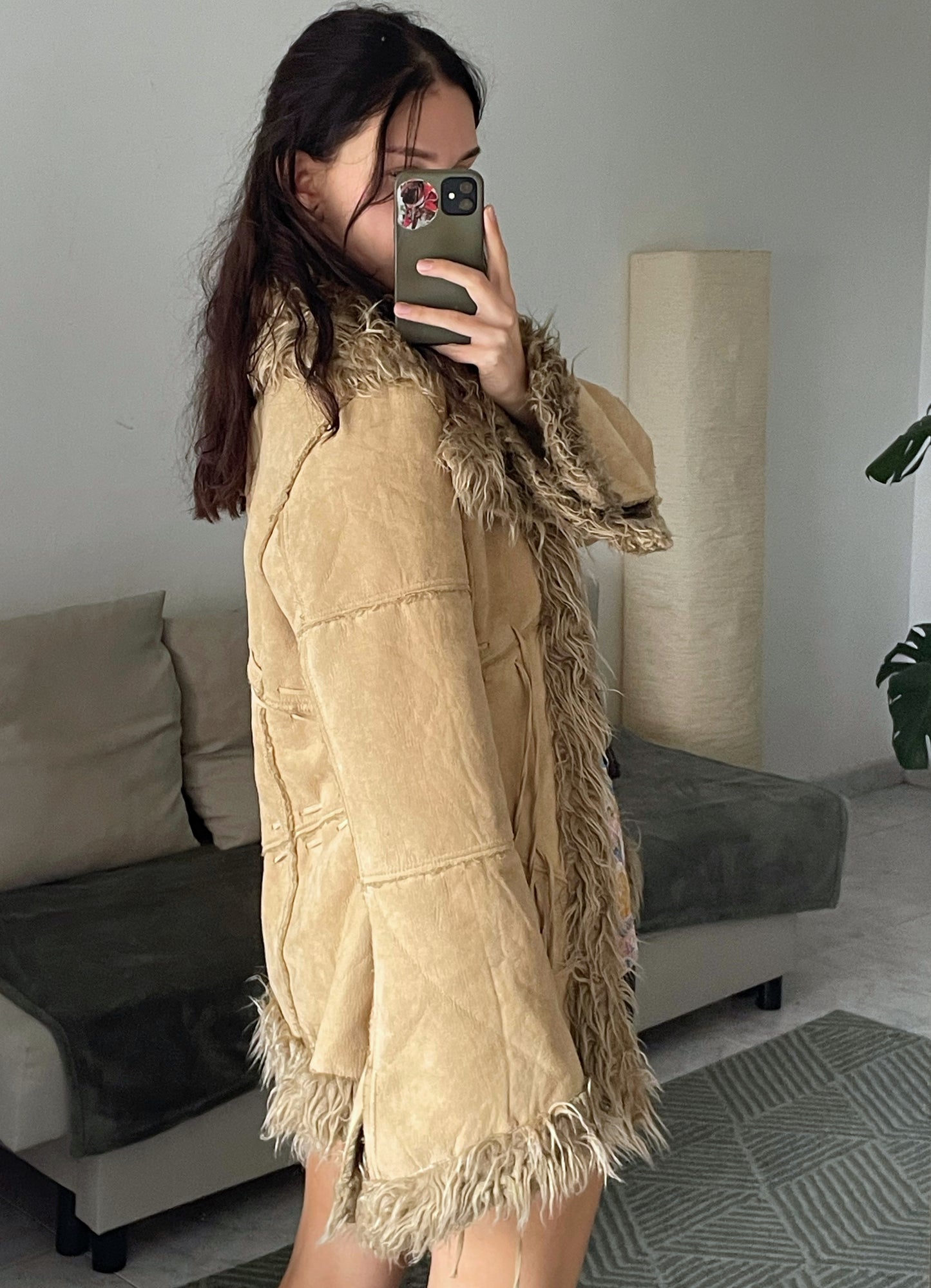Hippie style faux fur jacket.