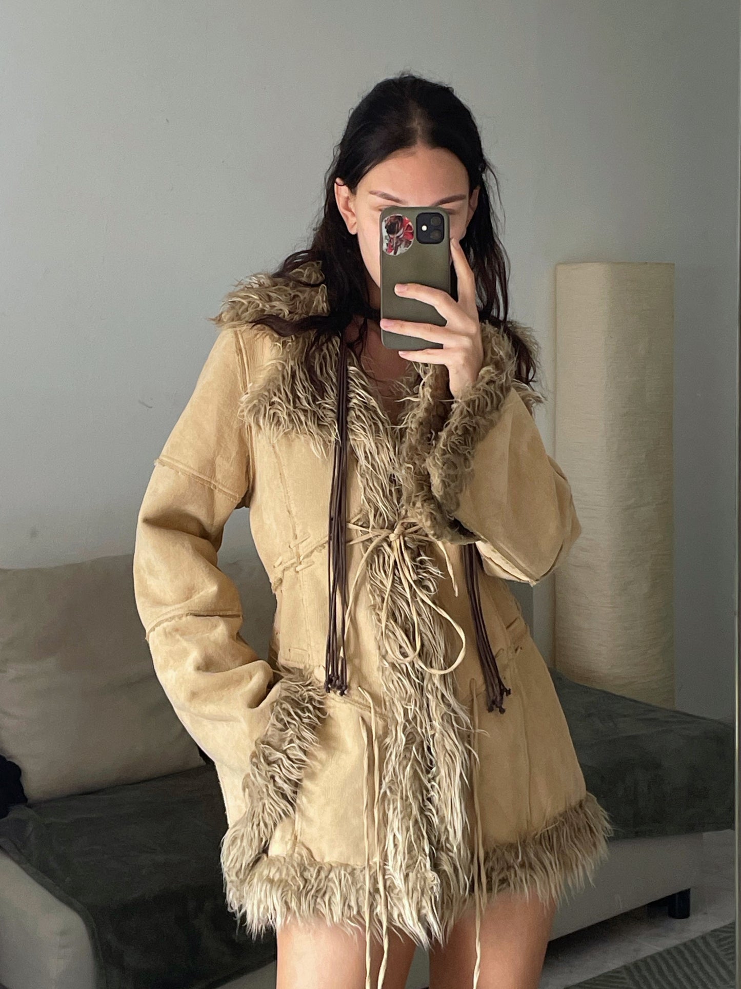 Hippie style faux fur jacket.