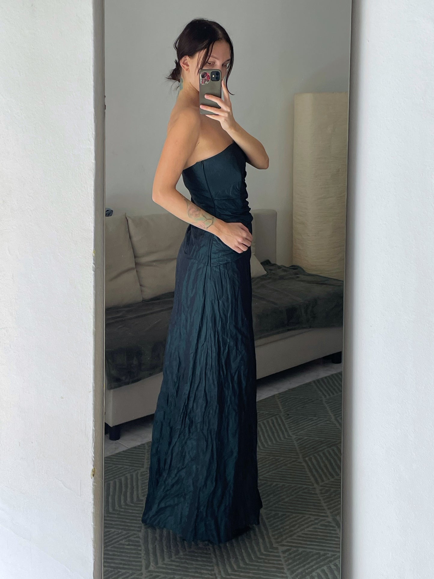 Strapless long dress.