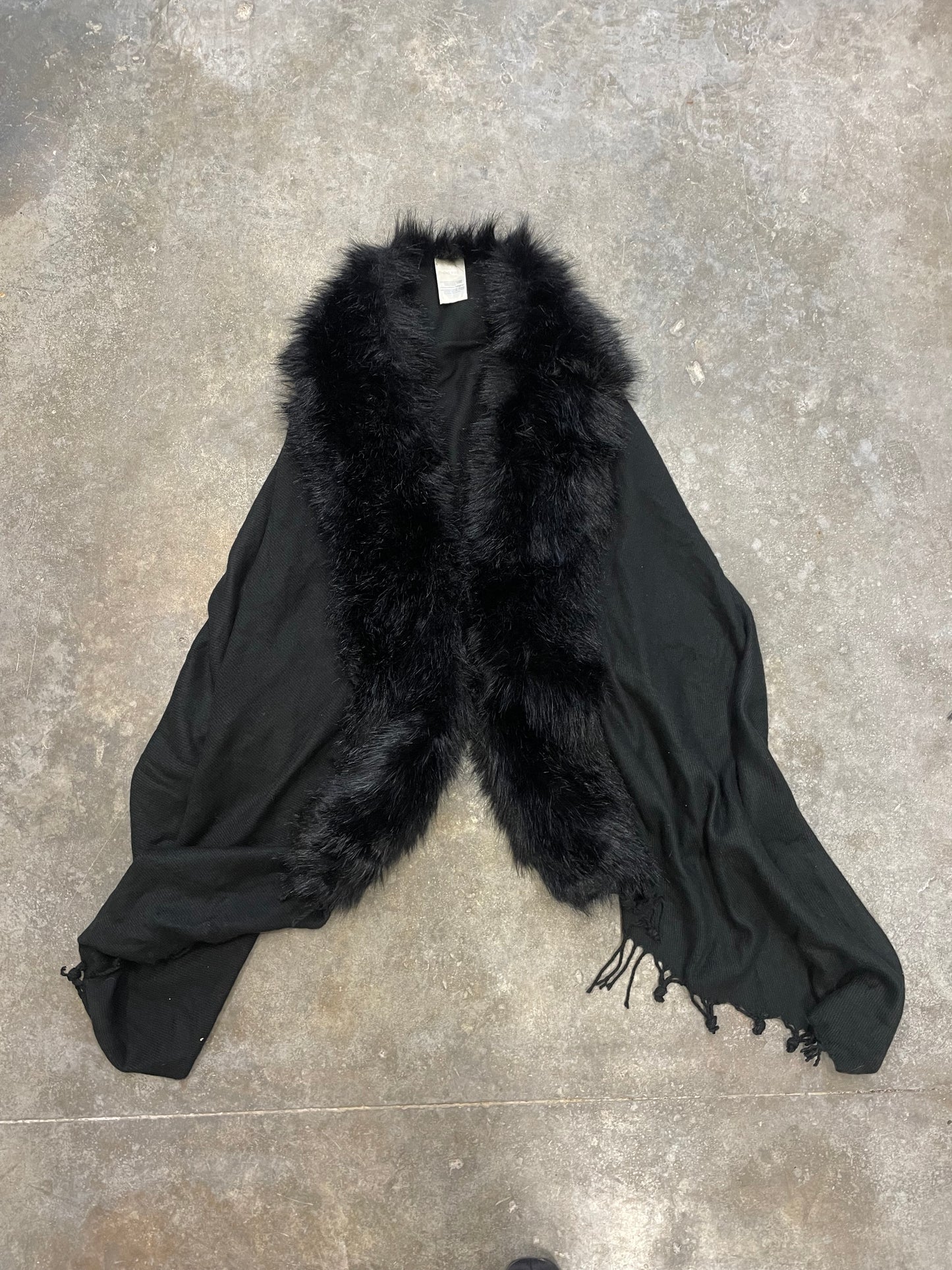Poncho With a Faux Fur Collar