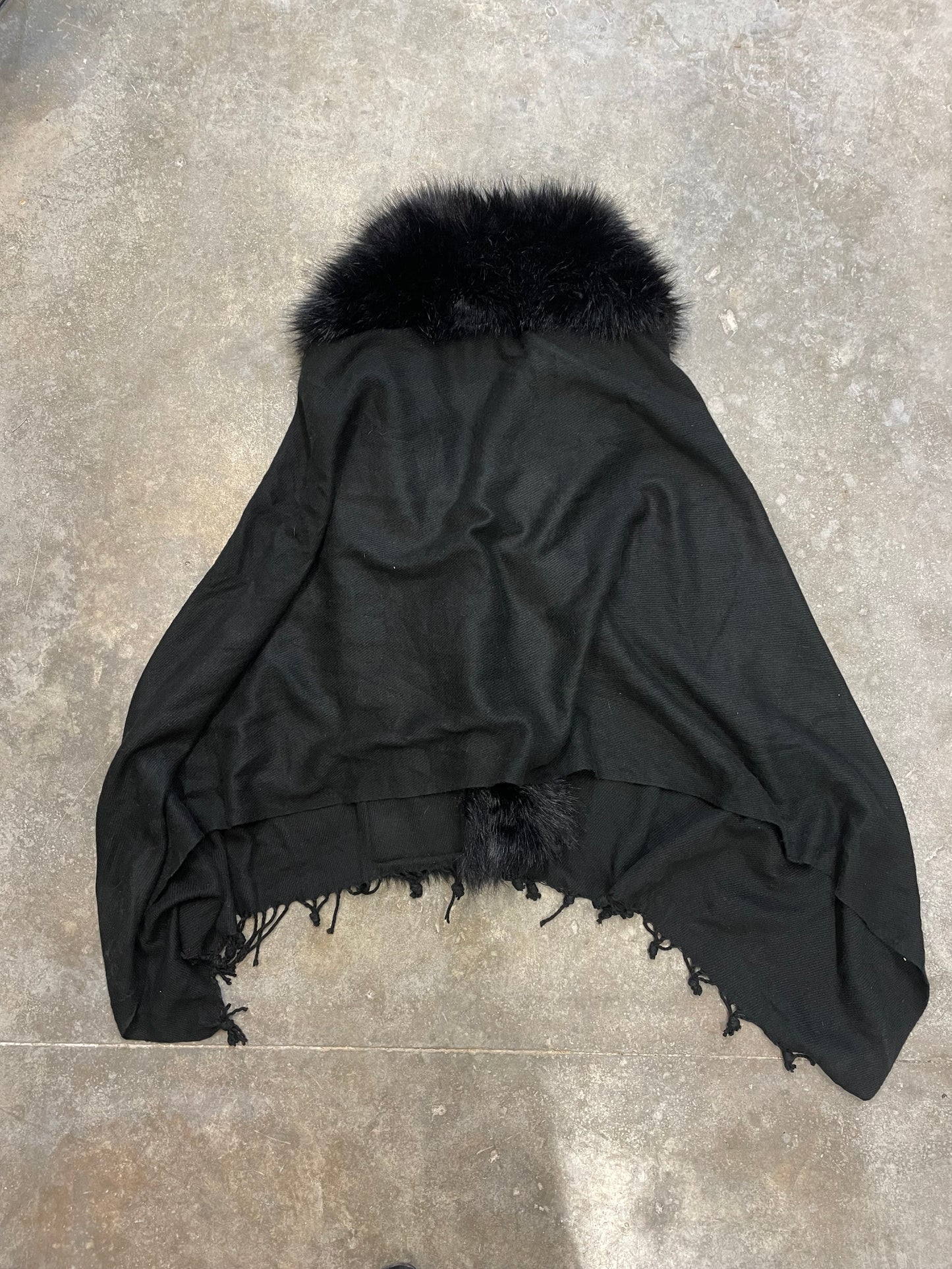 Poncho With a Faux Fur Collar