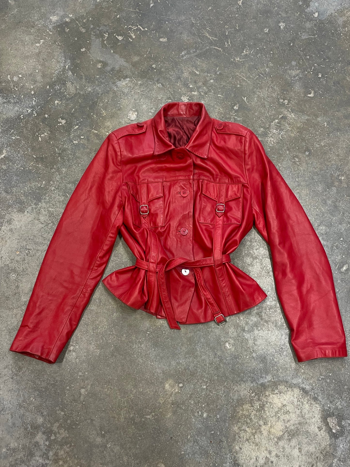 Leather Jacket With Belt