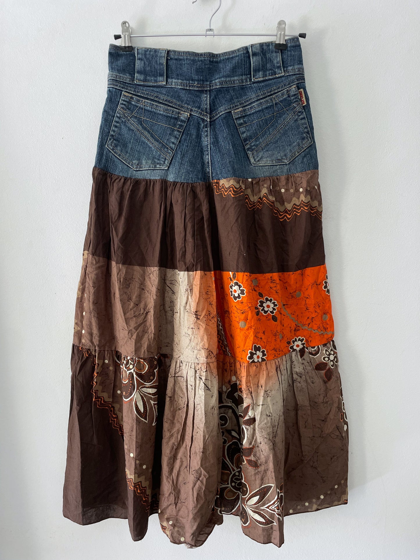 Denim Boho Maxi Skirt