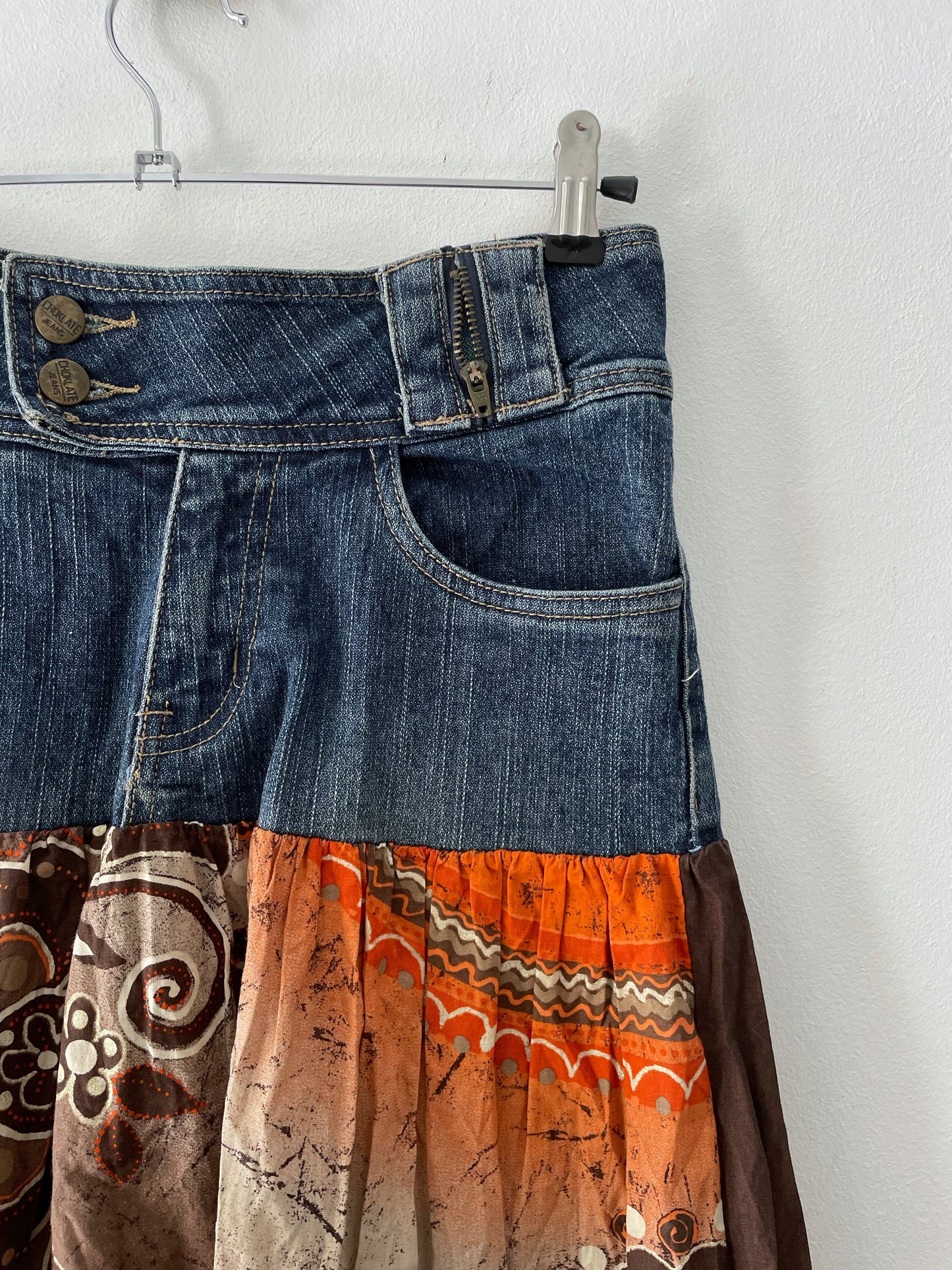 Denim Boho Maxi Skirt