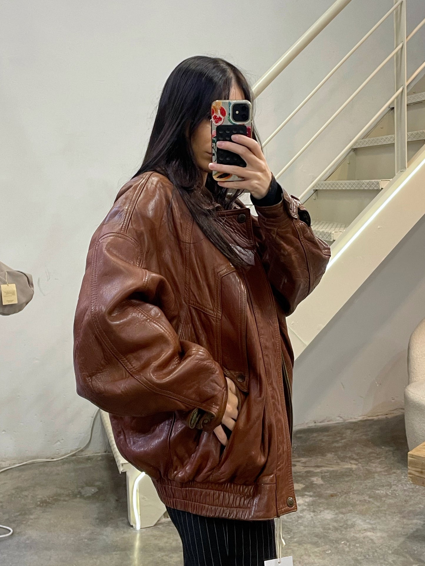 Natural Leather Vintage Bomber