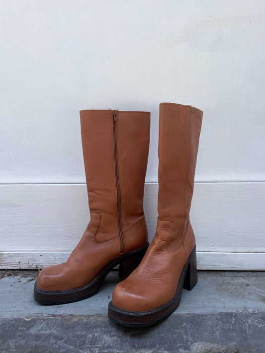 Chunky Heel Platform 70’s Style Boots