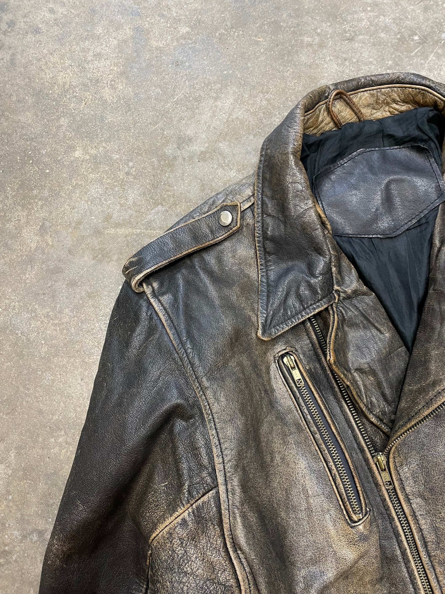 Rustic Leather Biker Jacket