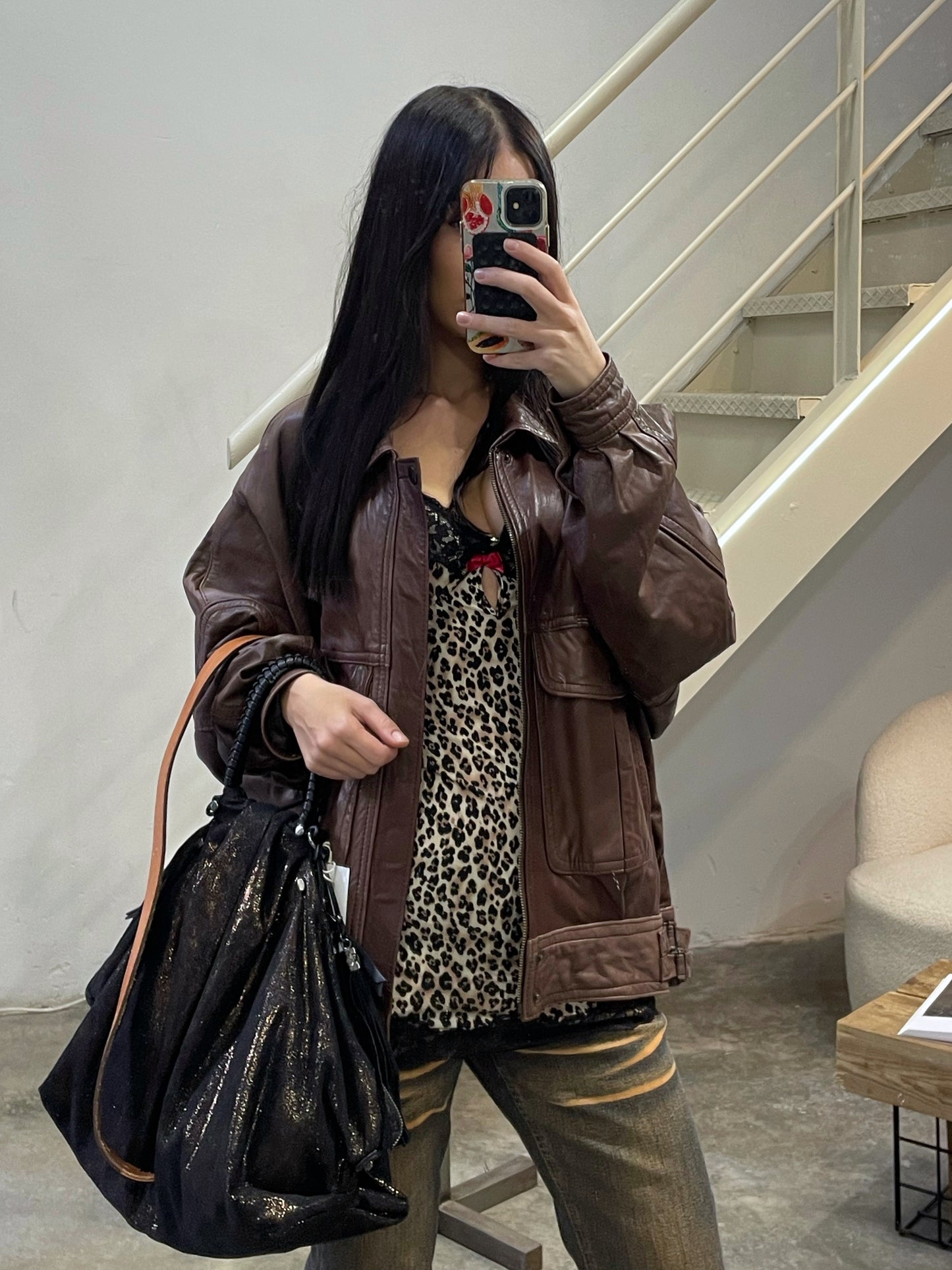 Natural Leather Vintage Bomber