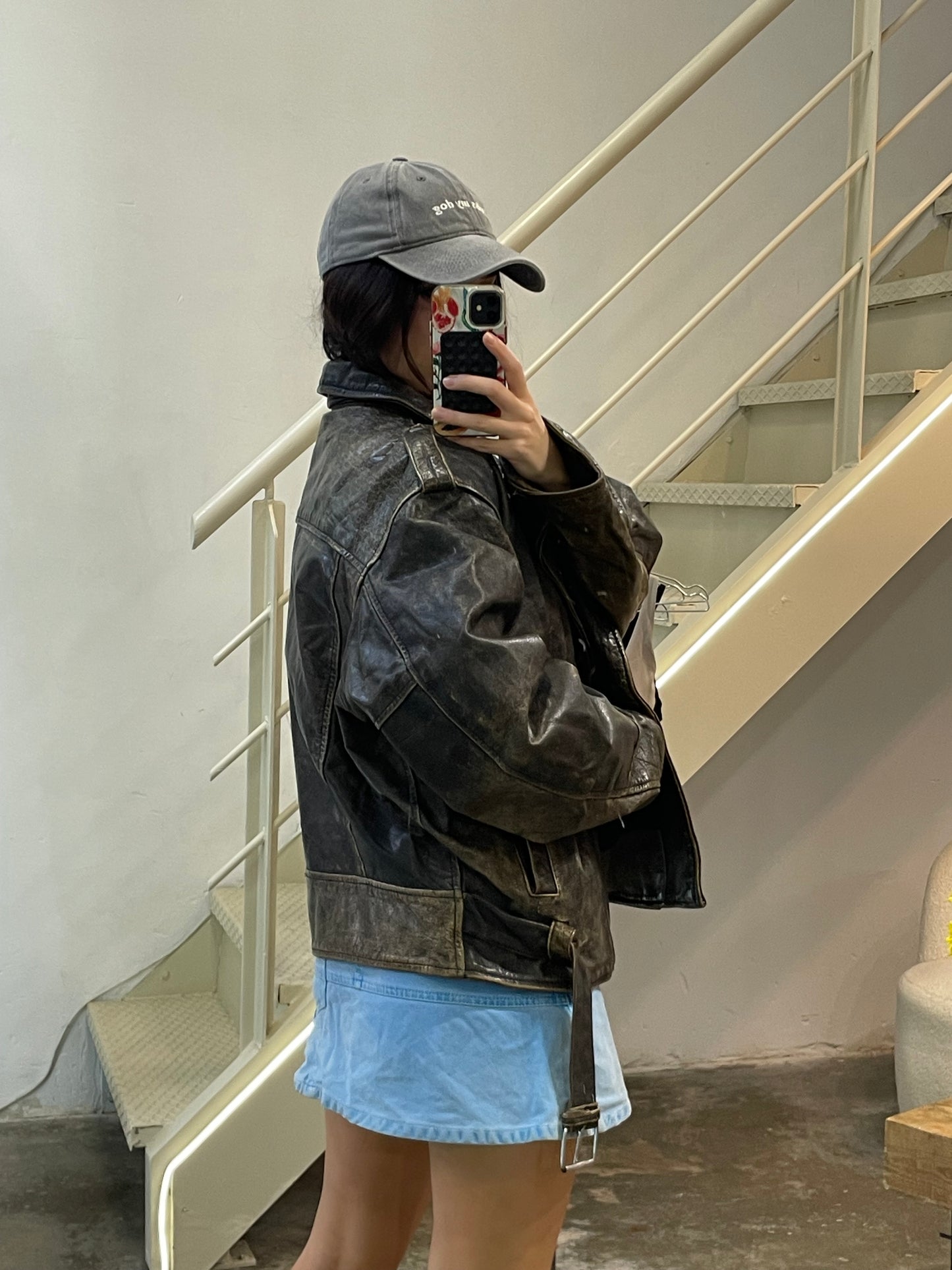 Rustic Leather Biker Jacket