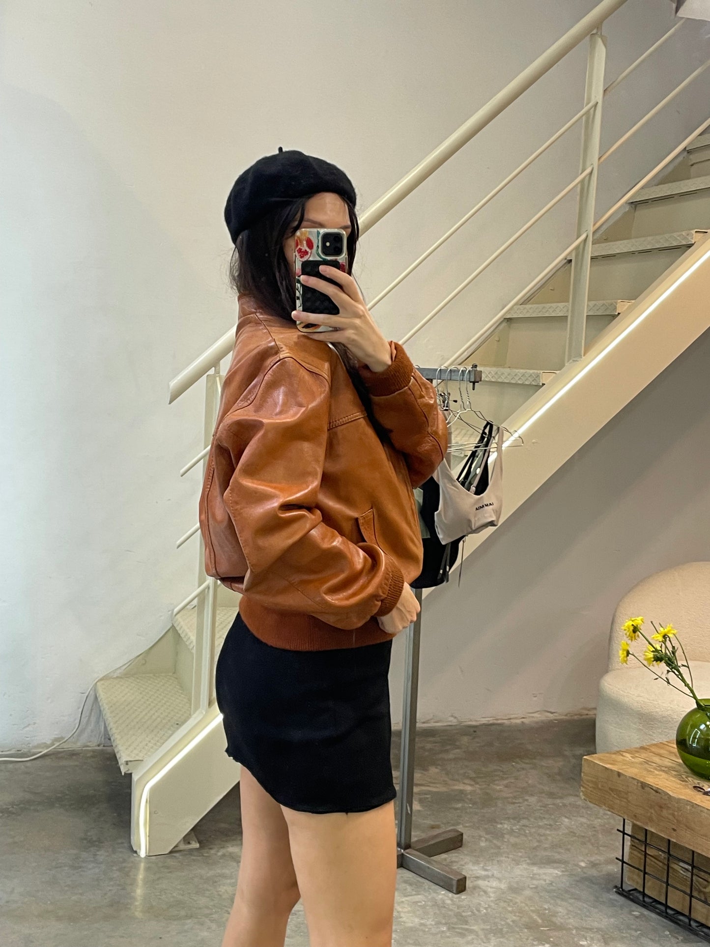 Natural Leather Bomber