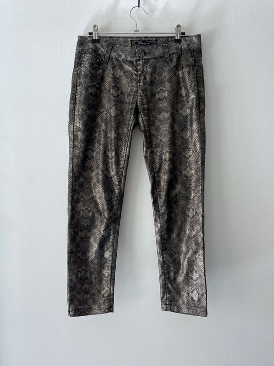 Low-Rise Snake Print Skinny Pants