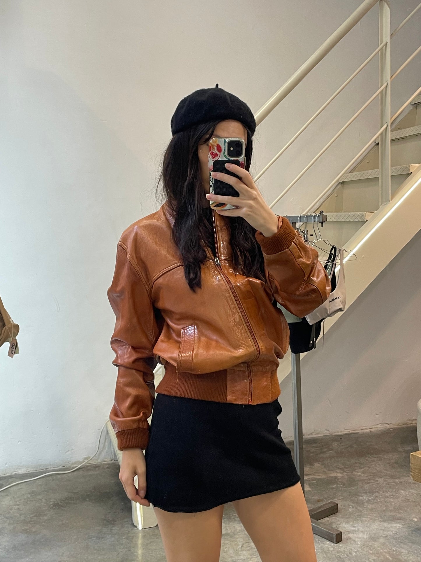 Natural Leather Bomber